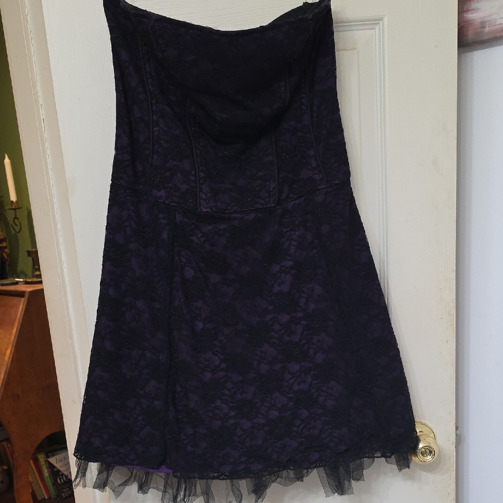 Gothic Inspired Tripp NYC Strapless Purple Lace Dress